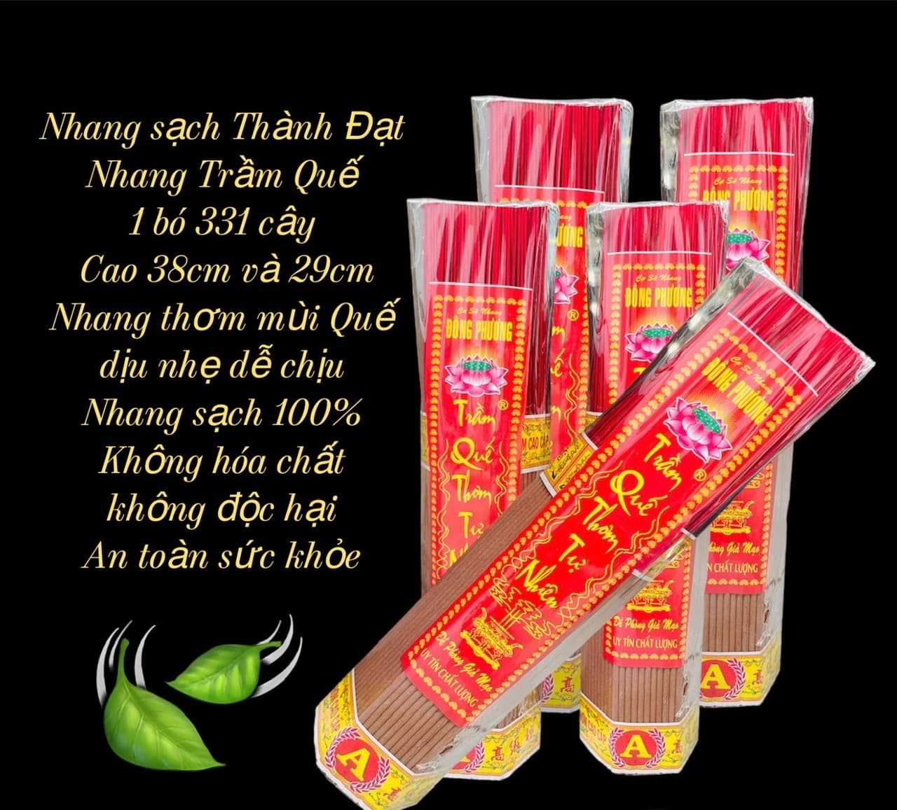 Nhang Quế 331 cây, mùi thơm dịu nhẹ, ít tàn ít khói, không hóa chất độc hại.