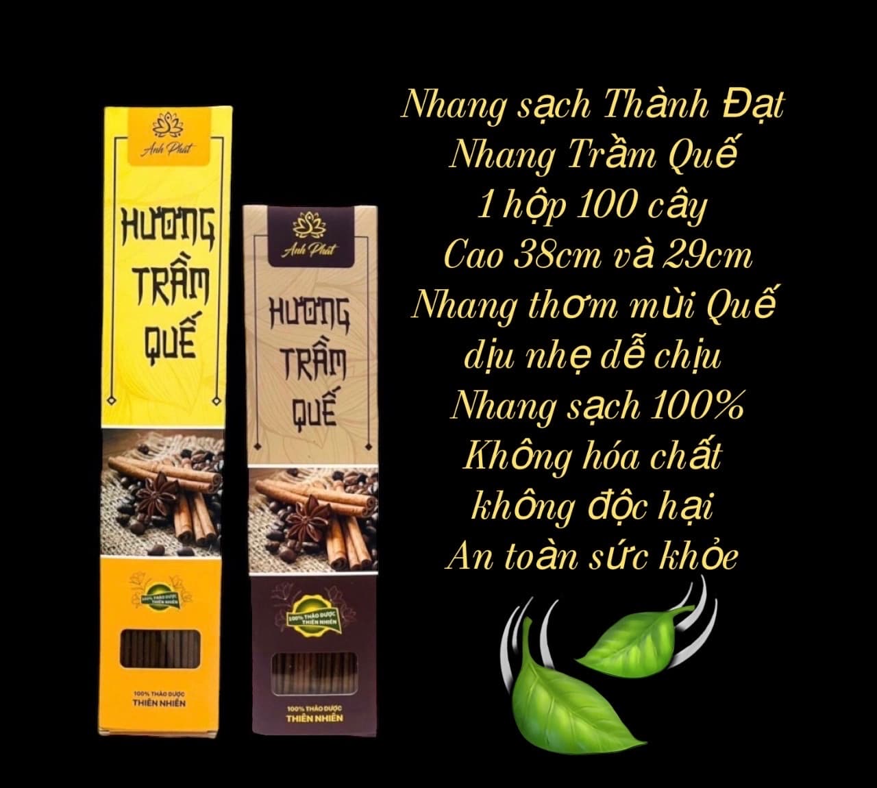 100 cây Nhang quế vỏ, mùi thơm đặc biệt, ít tàn ít khói, không hóa chất độc hại.