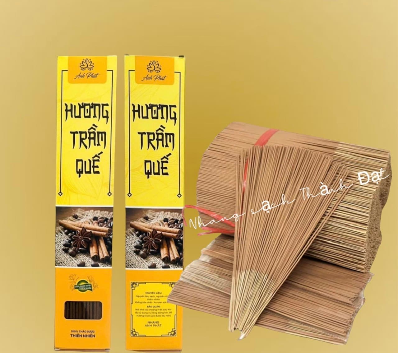 Nhang quế vỏ,  thơm đặc biệt từ vỏ quế,1 hộp 100 cây nhang sạch không hóa chất độc hại