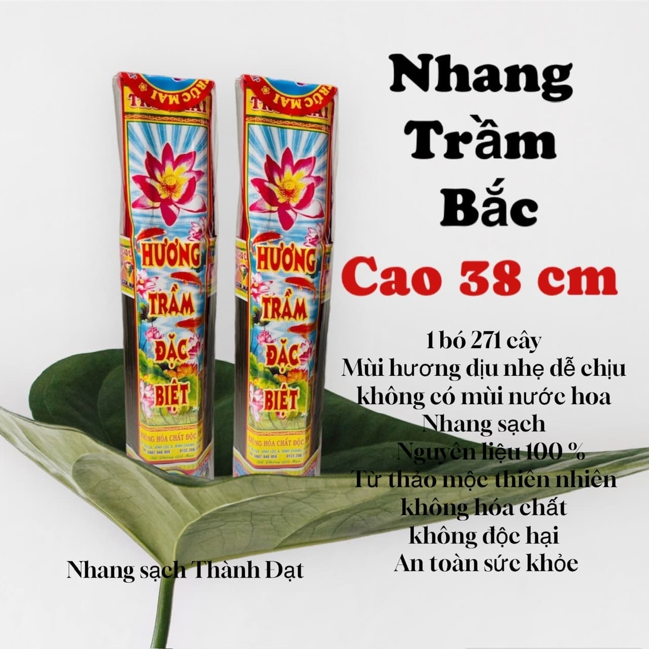 nhang trầm bắc, mùi thơm dịu nhẹ, ít tàn ít khói, không hóa chất độc hại.
