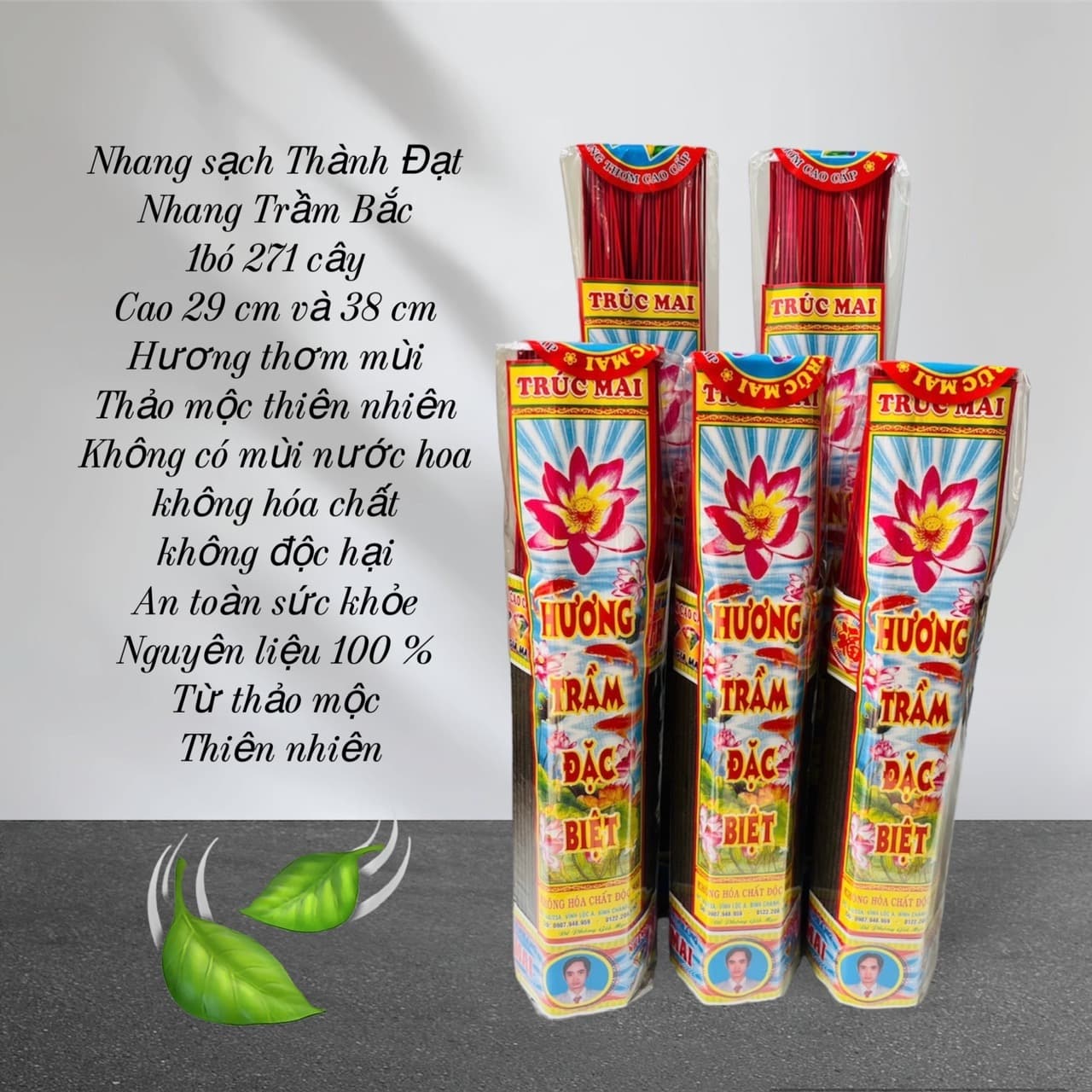 nhang trầm bắc, mùi thơm dịu nhẹ, ít tàn ít khói, không hóa chất độc hại.