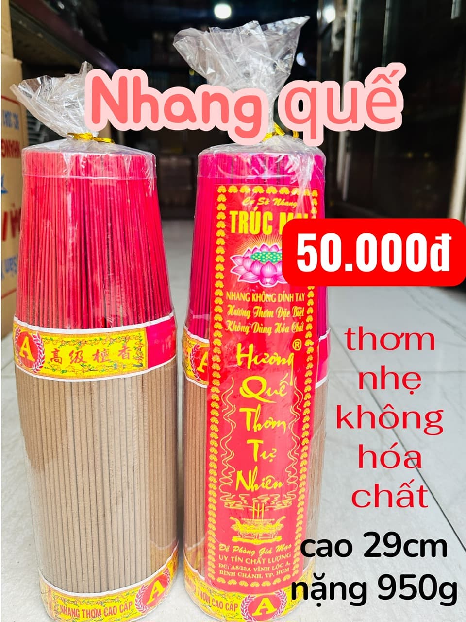 1kg Nhang Quế, mùi thơm dịu nhẹ, ít tàn ít khói, không hóa chất độc hại.